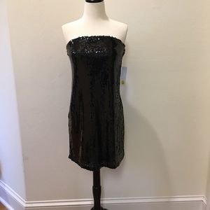 Short Sequenced strapless evening dress